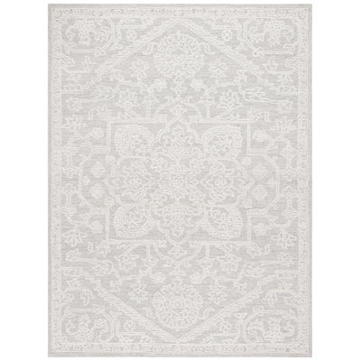 Daneshia Ebony Hand Tufted Wool/Cotton Oriental Rug in Ivory/Grey