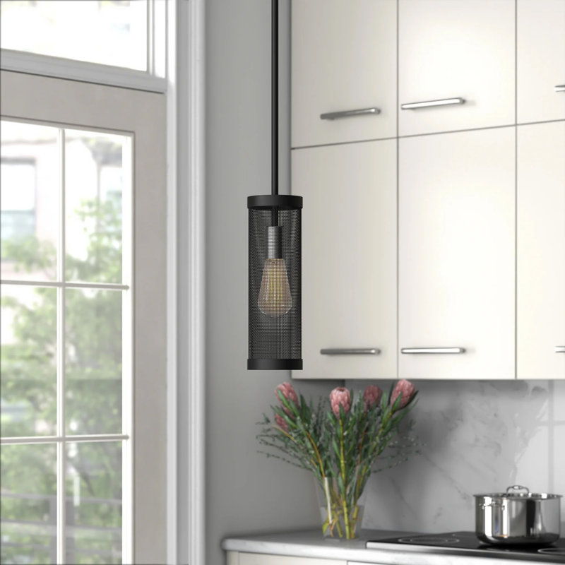 Luminaire suspendu cylindrique à 1 lumière Emilia, Noir