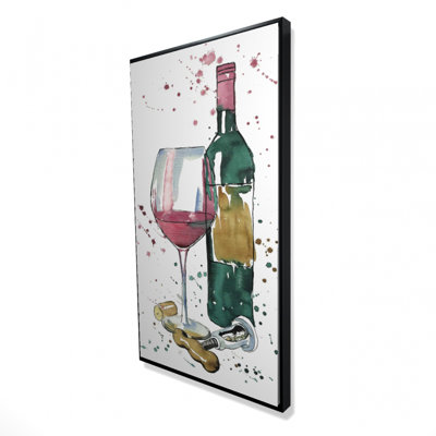 Bottle Of Red Wine Print On Canvas