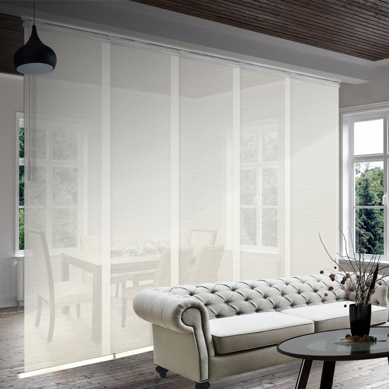 Store vertical crème filigrane semi-transparent, Nickel satiné, L 110 po x L 94 po
