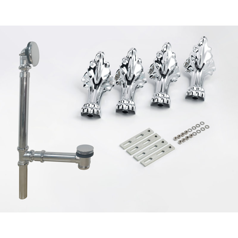 Ensemble de drain de robinet d'orteil avec trop-plein et pattes 4PCS (quincaillerie de fixation incluse), Nickel brossé