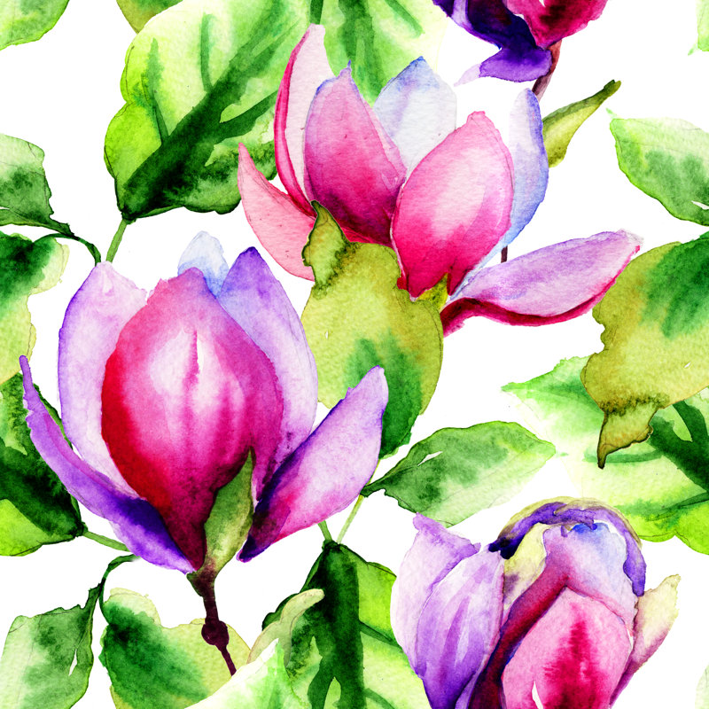 Fleurs de magnolia par Ateli, H 12 po x l 12 po