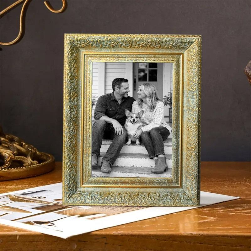 Cadre photo simple 8 pièces x 10 po or antique 1 pièce pour mémoire de voyage, Antique Gold, 1, 8" W x 10" H