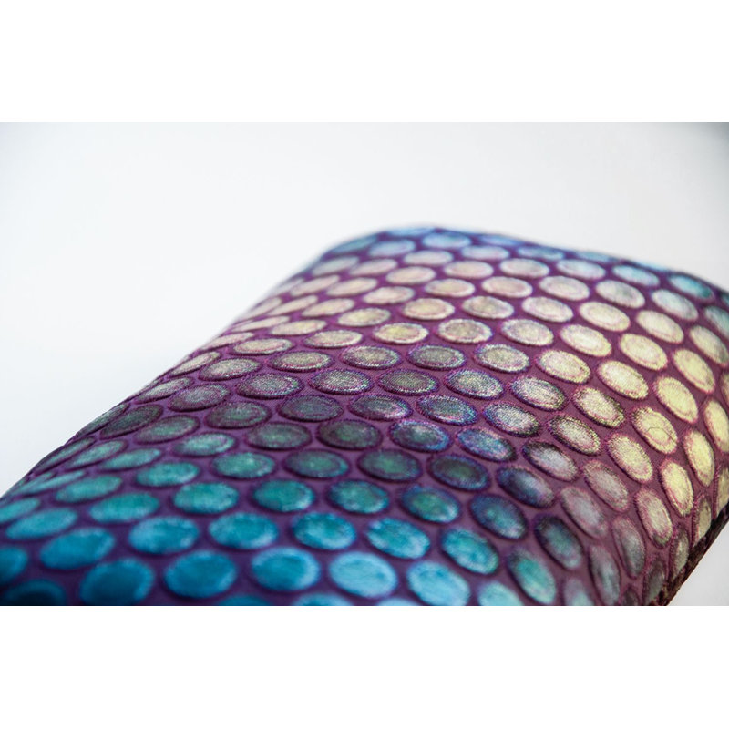 Dots Square Velvet Pillow Cover & Insert, Peacock, 22"H x 22"W