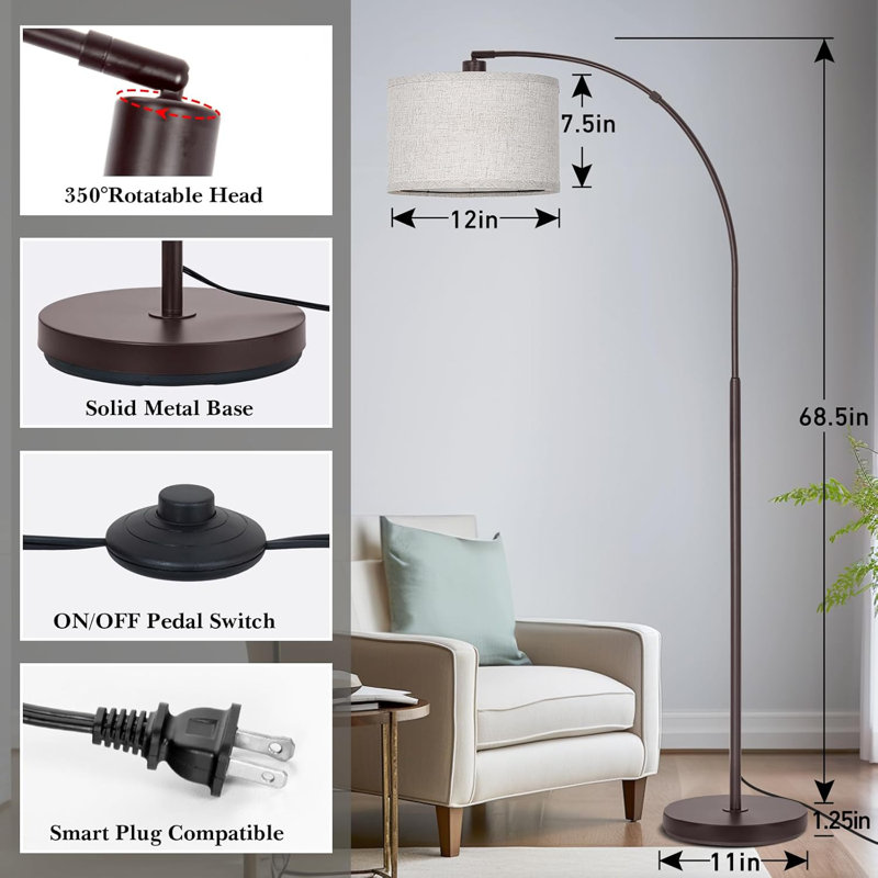 Lampe sur pied Arc, Brun