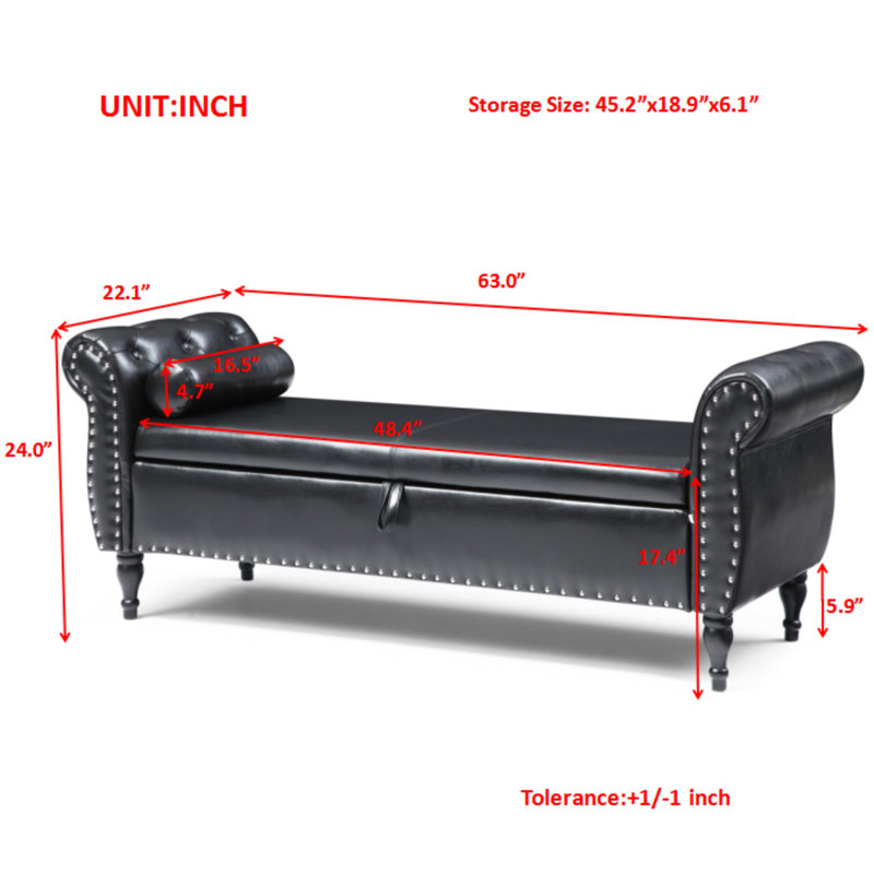 Banc de bout de lit Mid-Century, Noir