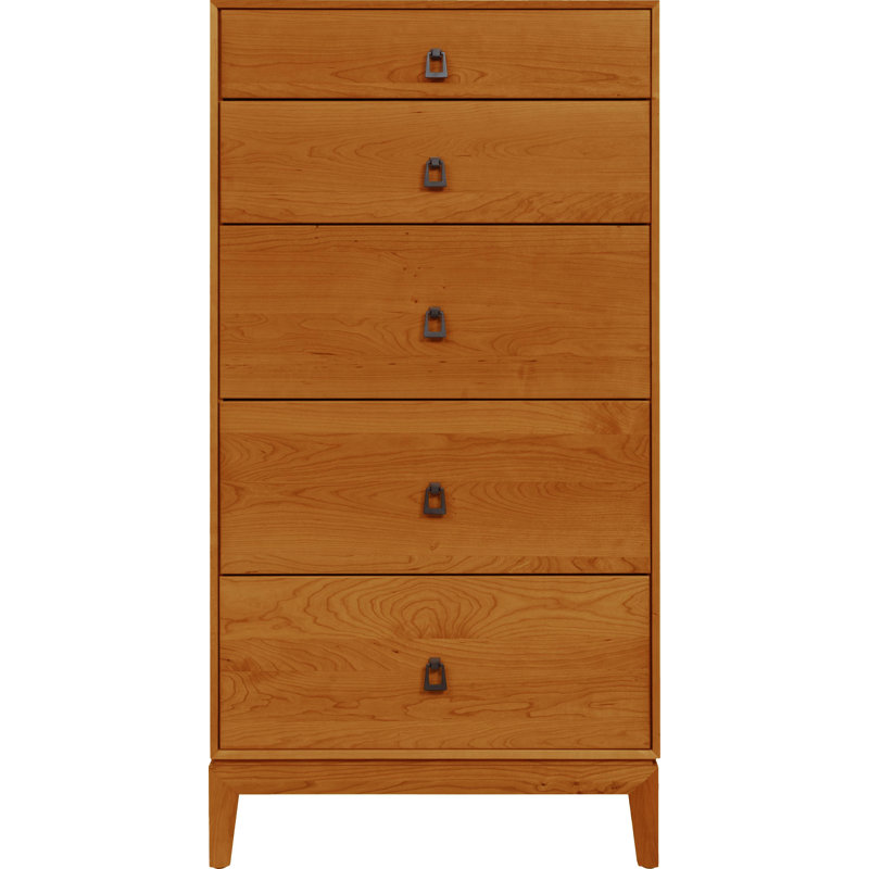 Mansfield 5 - Drawer Solid Wood Dresser, Autumn Cherry, 51.38" H x 26.88" W x 18" D