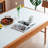 White+Brown Rectangular Stone+Solid Wood Butterfly Leaf  Dining Table-1358927333