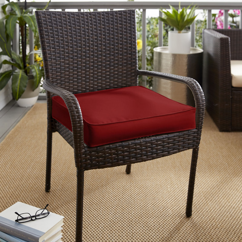 Armondo Carolena Outdoor Sunbrella Dining Chair Cushion, Sunbrella - Canvas Natural/Cord Canvas Charcoal