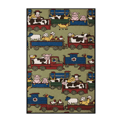 Machine Washable Transportation Brown Area Rug