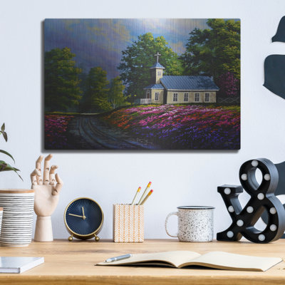 August Grove «Glorious Springtime» par Gary Adams, art mural en métal, 16 po x 12 po