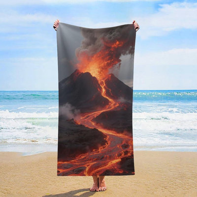 Quick Dry Microfiber Volcano Beach Towel, 32 x 63 in