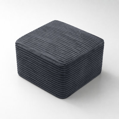 Ribbed Corduroy Square Ottoman with Plush Cushion Top, Multi-Functional Footrest and Extra Seat, Compression-Packed Upholstered Pouf for Living Room, Bedroom, and Apartment