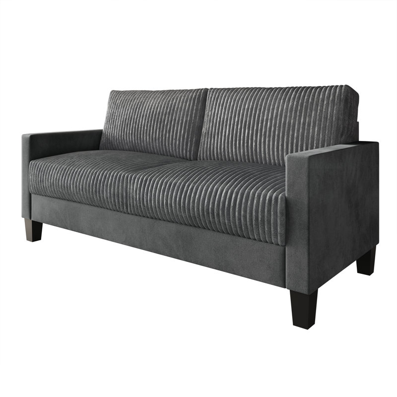 Shadybrook Corduroy 73.88'' Velvet Square Arms Sofa, Gray