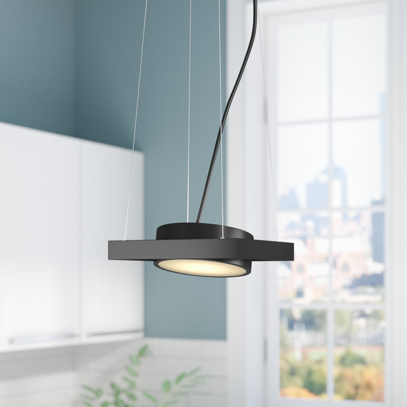 Luminaire suspendu géométrique à 1 lumière Garridan, Noir texturé