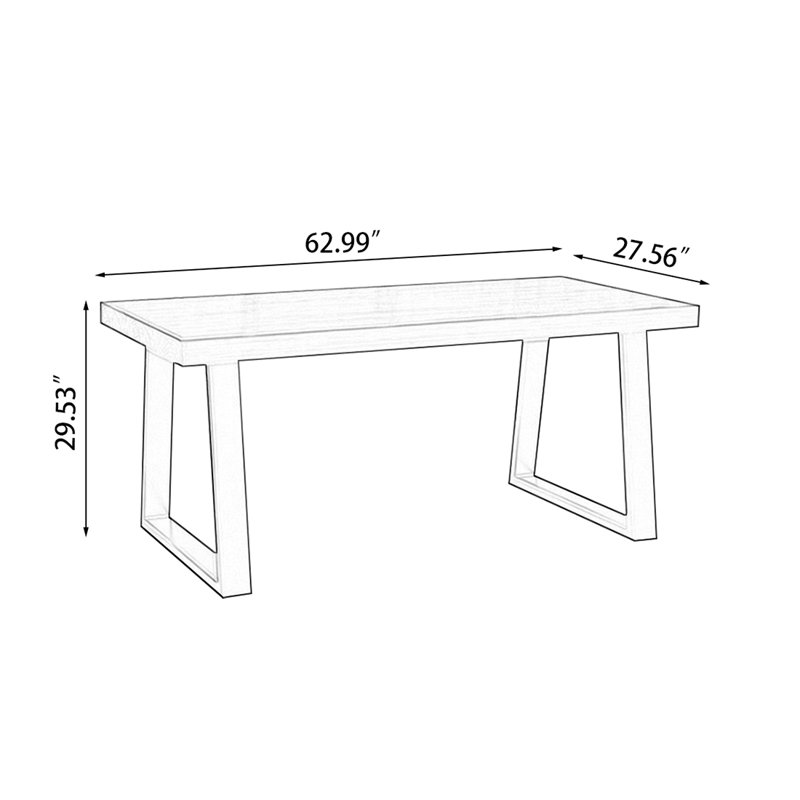 Brown Rectangular Solid Wood Dining Table, 29.53"H x 62.99"L x 27.56"W