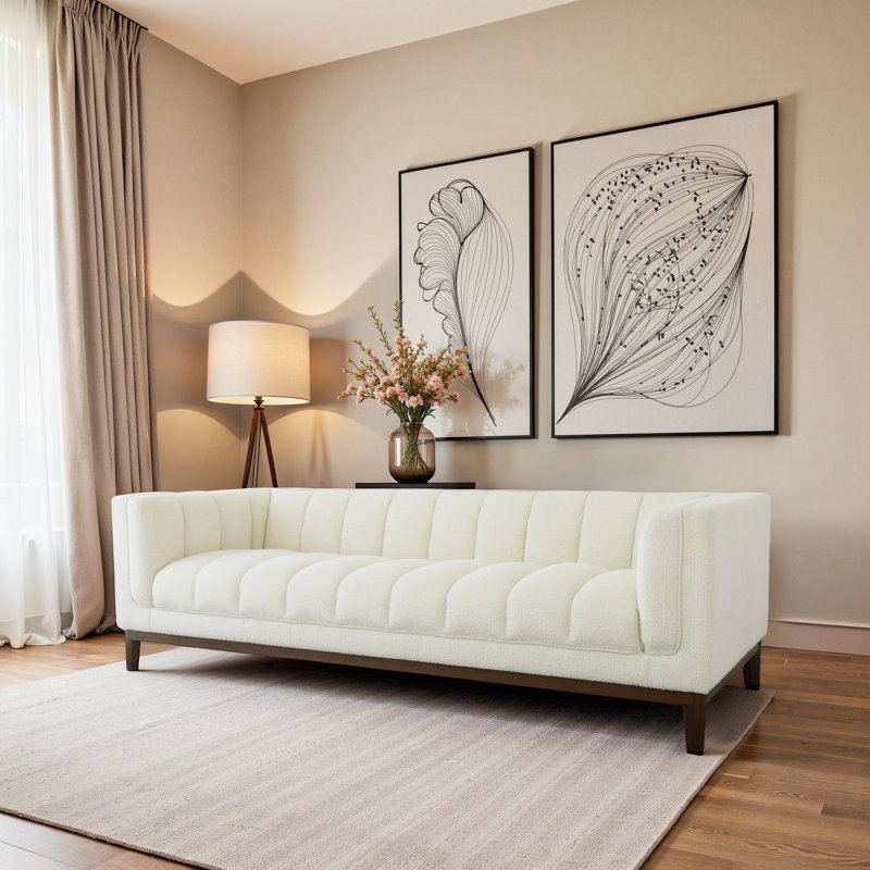Jinita Upholstered 90.6'' Sofa, White Boucle