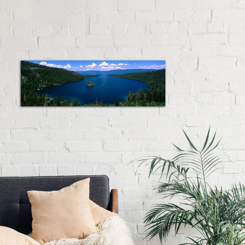 Fannette Island, Emerald Bay, Lake Tahoe, California, USA - Wrapped Canvas Panoramic Print