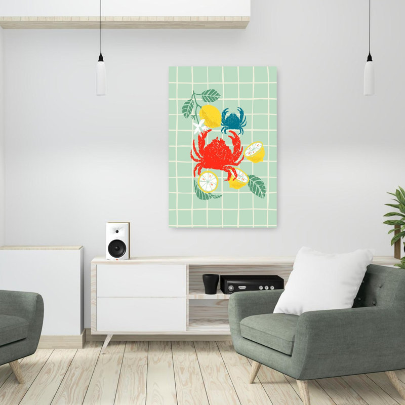 Crabs et citrons vibrants, H 36 po x l 24 po