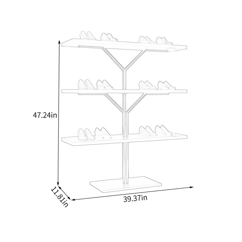 Présentoir à chaussures moderne style arbre, (4 tablettes) H 47,24 po x l 39,37 po x P 11,81 po