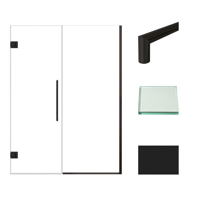 Transolid Elizabeth 57-in W x 76-in H Hinged Shower Door in Brushed Stainless with Clear Glass, Matte Black