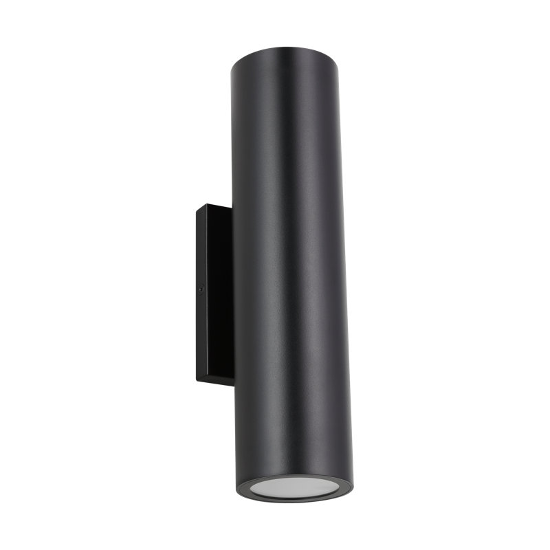 Sean Lavin Pressa 2-light outdoor round medium wall sconce light in black finish with glass shades, Black, 12"H x 4"W x 3"D