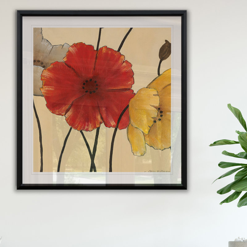 « await "fleuris ii », reproduction encadrée, H 26,5 po x l 26,5 po x P 1,5 po