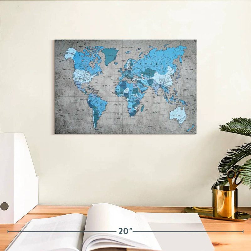 Géographie, carte du monde II, H 8 po x l 12 po