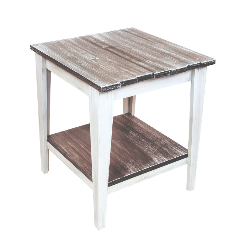 Asther Solid Wood End Table, Gray Stain