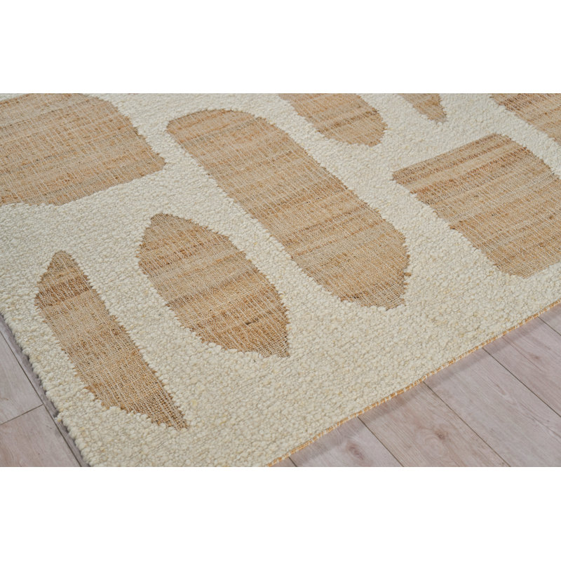 Pompano flatweave Wool/Jute Ivory/Beige Area Rug, 9'X12'