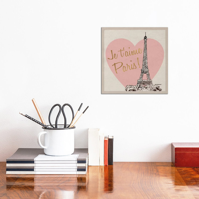 Je T'Aime Paris! by Nicholas Biscardi - Wrapped Canvas Gallery-Wrapped Canvas Giclée, 30.48 cm H x 30.48 cm W