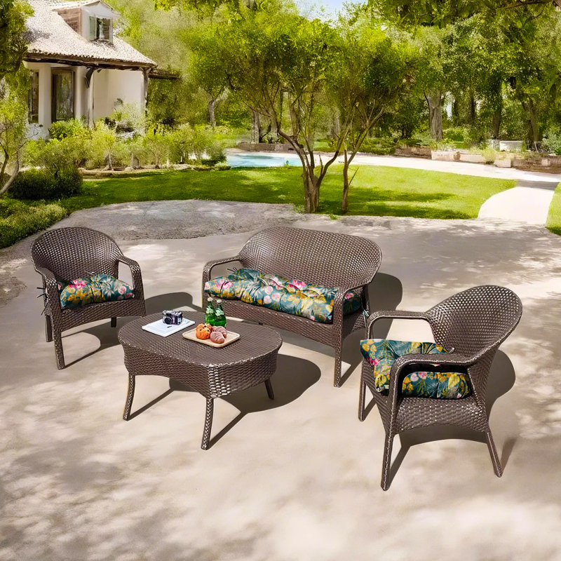 Outdoor 5'' Seat / Back Cushion, Green Floral
