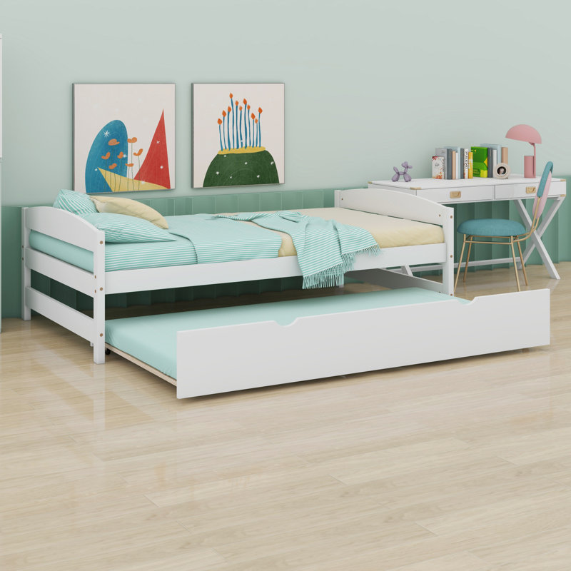 Lit plateforme avec lit gigogne, Blanc