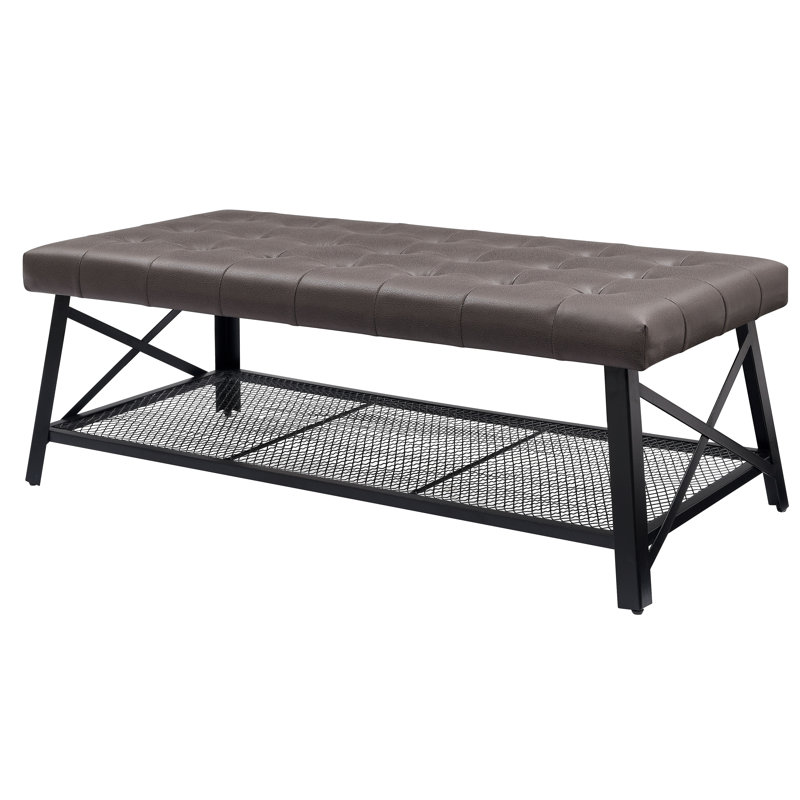 Table basse capitonnée en similicuir