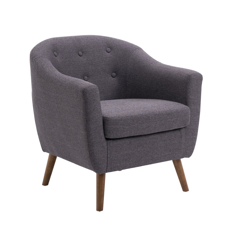 Upholstered Barrel Chair, Dark Grey