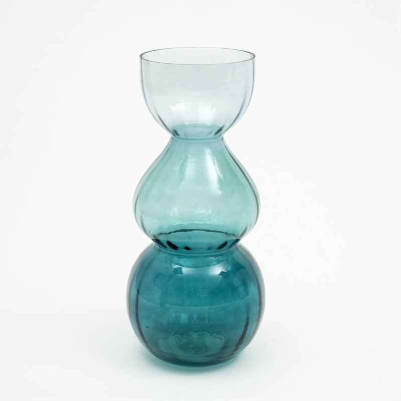 Vase décoratif décoratif en verre de style babiole élégant 6,5 "x 14", Green
