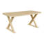 Table de salle à manger rectangulaire d'intérieur en placage de chêne naturel avec pieds en bois d'hévéa en forme de X, 175 cm (68,75 po).