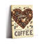 Coffee Canvas Wall Art Coffee Bean Heart Pictures Rustic Brown Kitchen Decor for Walls Ready to Hang - 12.00"x18.00"