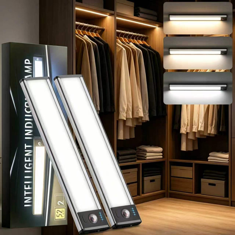 3PCS Wireless Rechargeable Motion Sensor LED Under Cabinet Lights 3Colors Kitchen Lighting