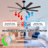 65 in. 8-Blade Black / Walnut Brown Fandelier Ceiling Fan with LED Light, Remote and APP Control, Two-Toned Blade-208690563