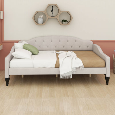 Full Size Linen Upholstered Tufted Daybed – Multifunctional As Linen Sofa Bed