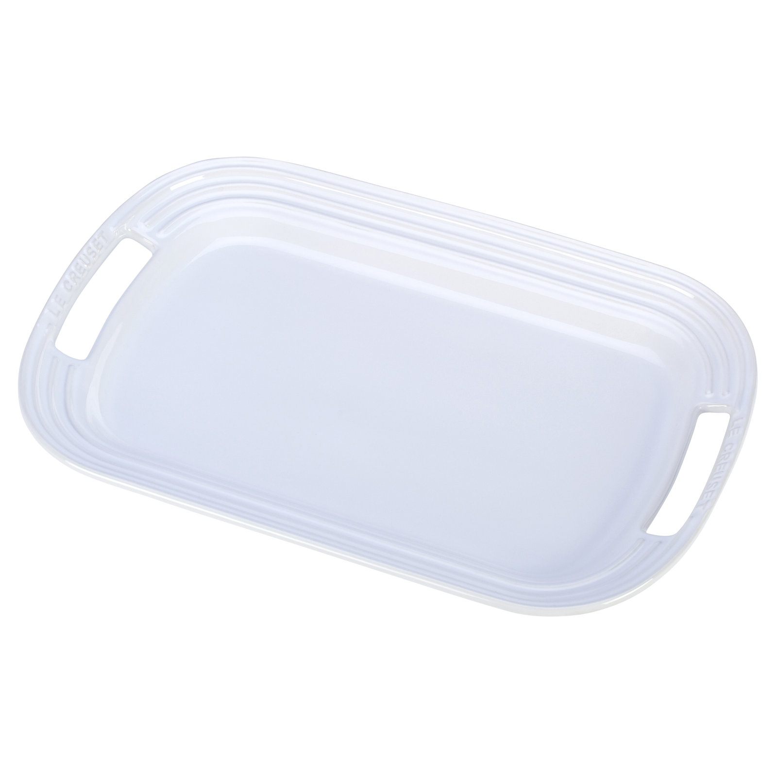Stoneware Serving Tray, White, 1.5" H x 14" W x 9.7" L