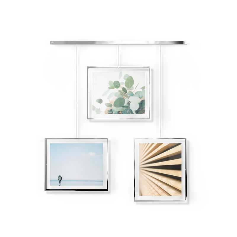 Exhibit Wall Picture Frames, Set of 3, Grey