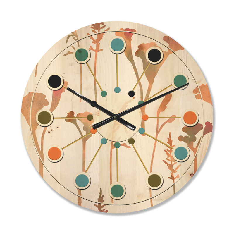 Horloge murale rétro en bois Mid-Century, Moyenne