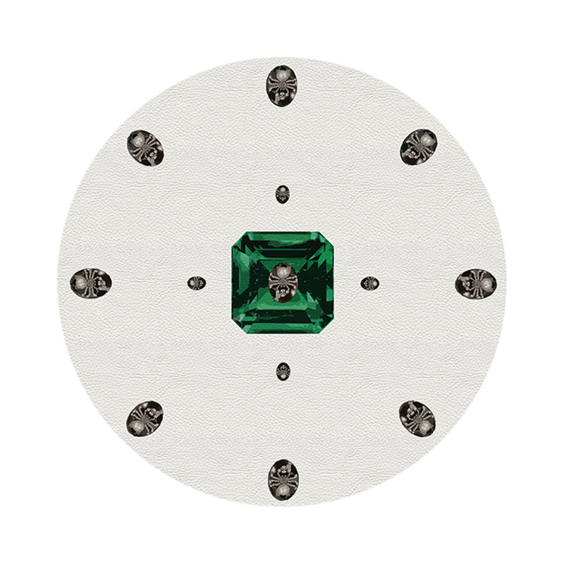 Asscher Purple Rain Vegan Leather Round Coasters, White