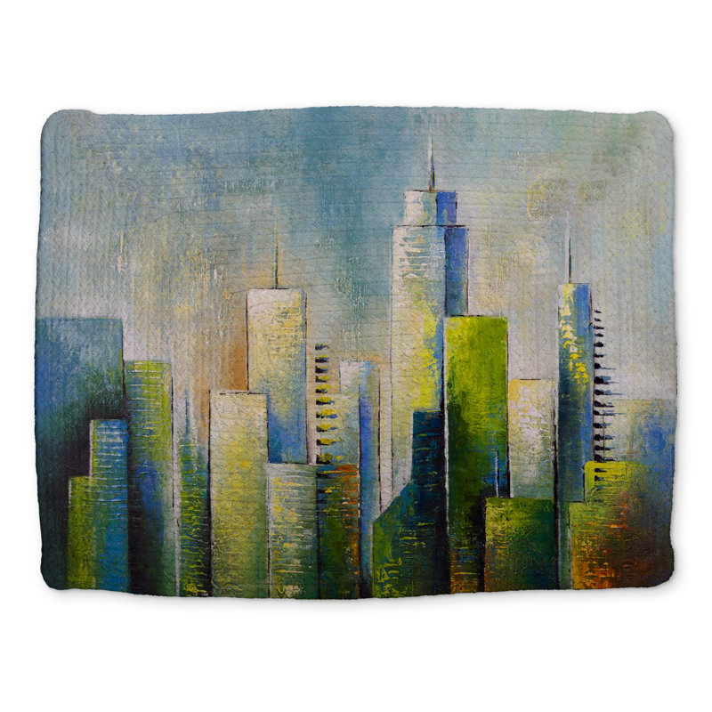 Napperon abstrait en polyester tressé Skyline | Décoration intérieure moderne