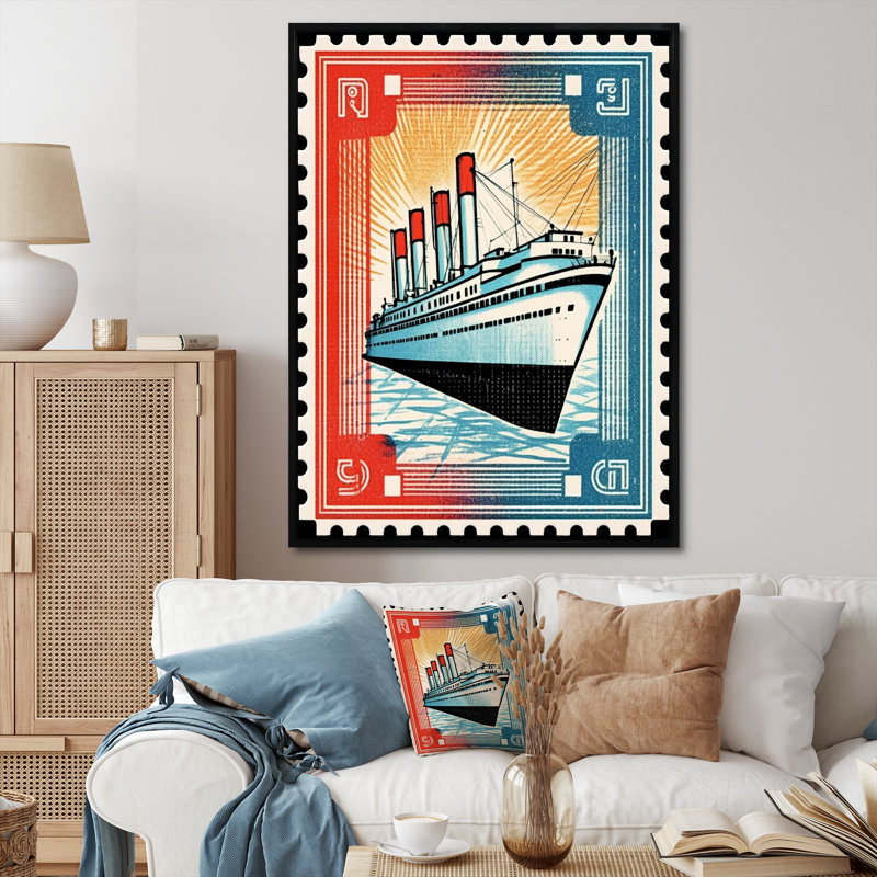 Impression sur toile encadrée rétro Vintage Stamo RMS Titanic I, H 44 po x l 34 po x P 1,5 po, Cadre flottant noir