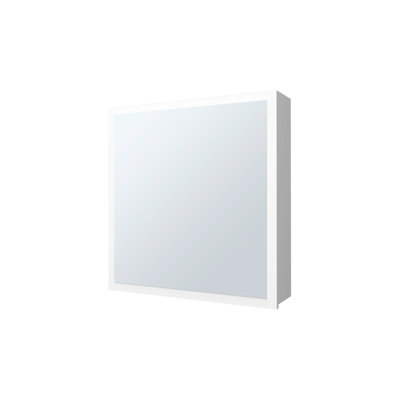 Étagère de salle de bain moderne blanche avec porte miroir et 4 niveaux de rangement spacieux