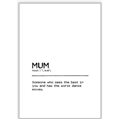 Mum Best Definition Quote - Print