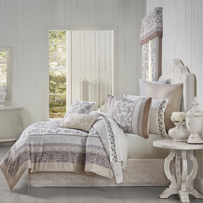 Ensemble de couvre-lit 4 pièces Chelsea, Gris, Édredon grand + 3 pièces supplémentaires